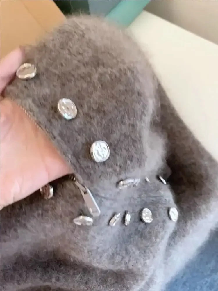 Luxury Fluffy Knitted Cardigan Sweater