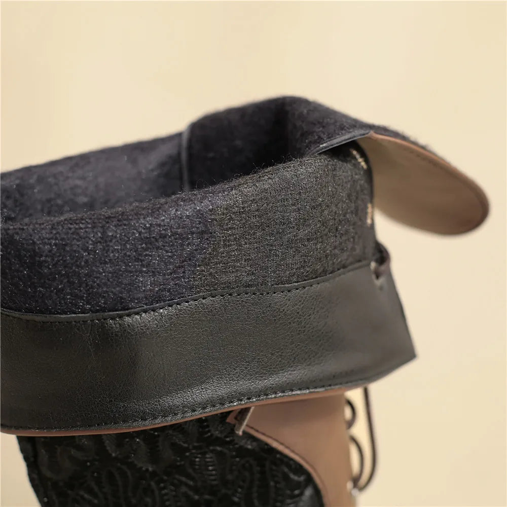 Women Victorian Pointed Toe Mid-Calf Boots