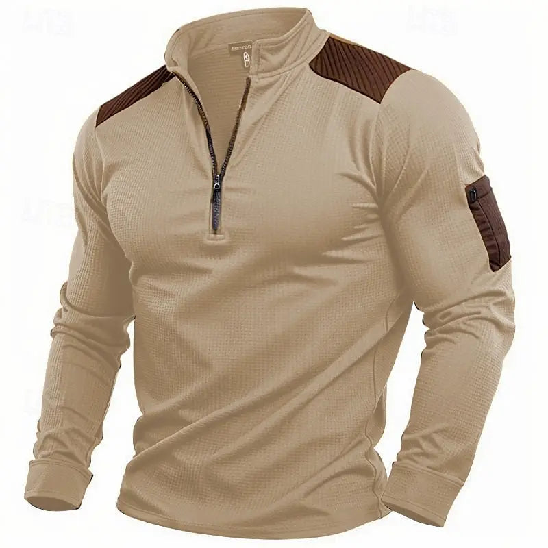 Simple Men's Clothing Fashion Half Zip Long Sleeve Sweatshirts