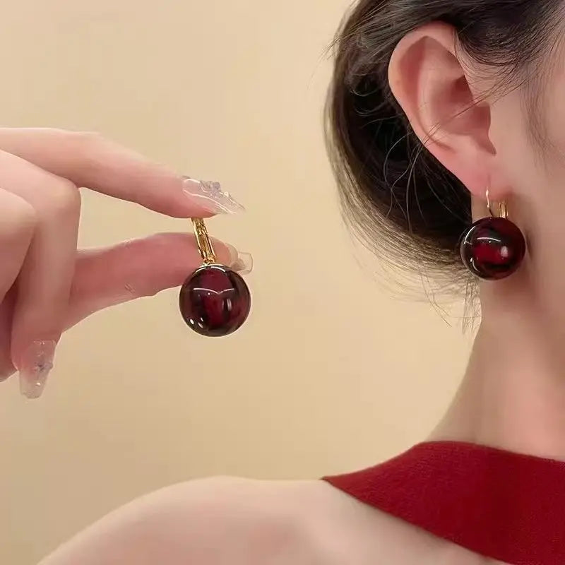 Smooth Leopard Round Bead Earrings for Women