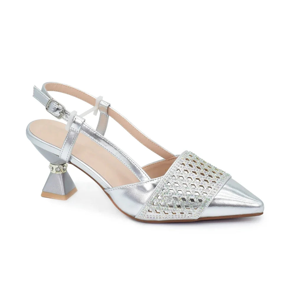 New Women's Heeled Shoes and Bag Set - Rhinestone-Decorated Luxury Design for Parties