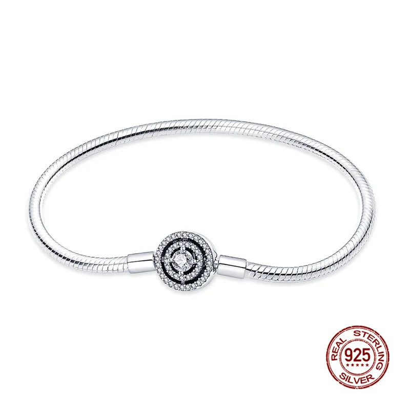 925 Silver Disney Original 17-20CM Gypsophila Snake Bones Chain Bracelet for Women