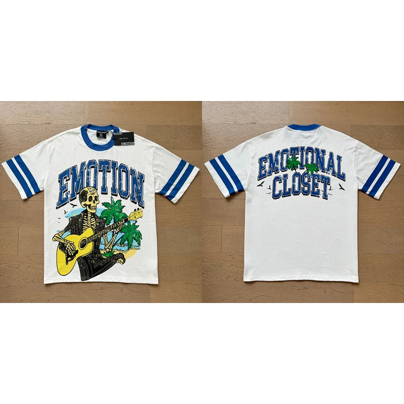 High Street Fashion Angel Print Hot Drill Streetwear MIXED EMOTION T-shirt