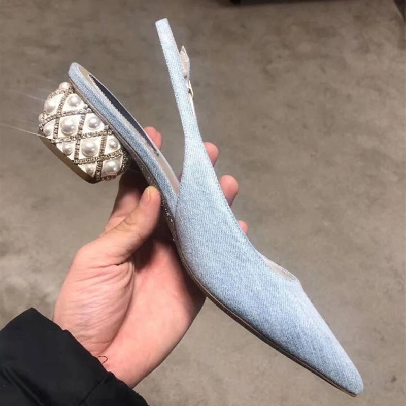 Women's Summer New Thick Heel Pointed Head Bag Head Sandals