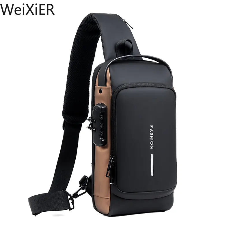 Men's Multifunction Anti-theft USB Shoulder Bag