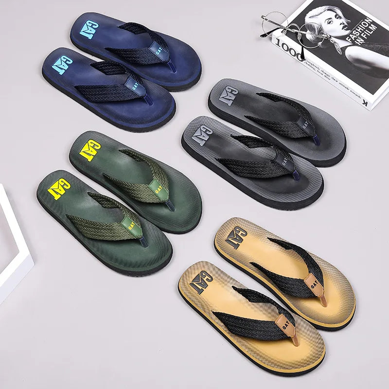 Men's GAT Flip-Flops Wide Strap Non-Pinch Retro Outdoor Anti-Slip Breathable British Style Slippers