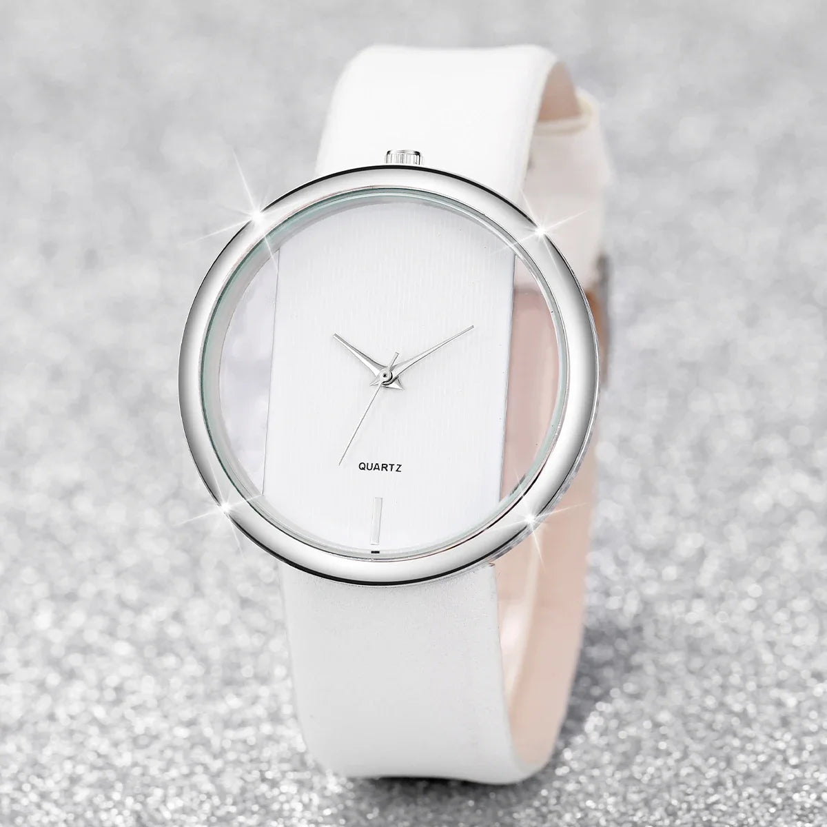 Analog PU Leather Wrist Watch & Butterfly Bracelet Set Gift