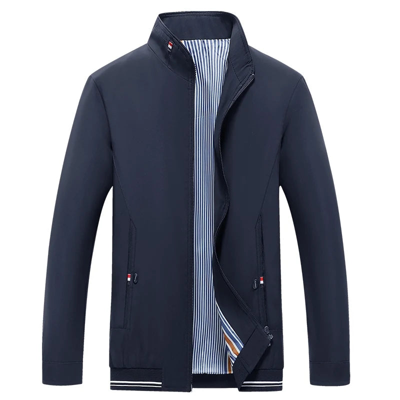 Brand Jacket Men's Spring And Autumn Fashion All-match Solid Color Collar Windproof Jacket