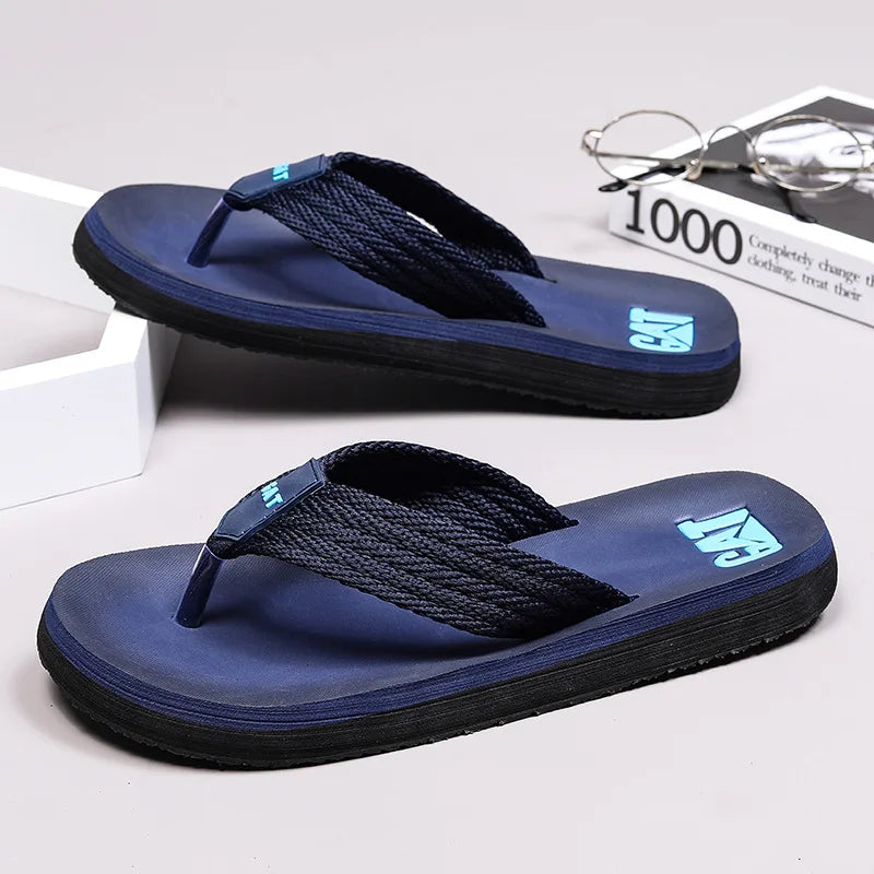 Men's GAT Flip-Flops Wide Strap Non-Pinch Retro Outdoor Anti-Slip Breathable British Style Slippers