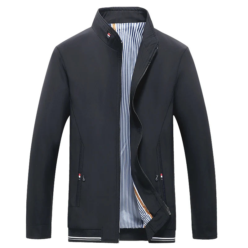 Brand Jacket Men's Spring And Autumn Fashion All-match Solid Color Collar Windproof Jacket