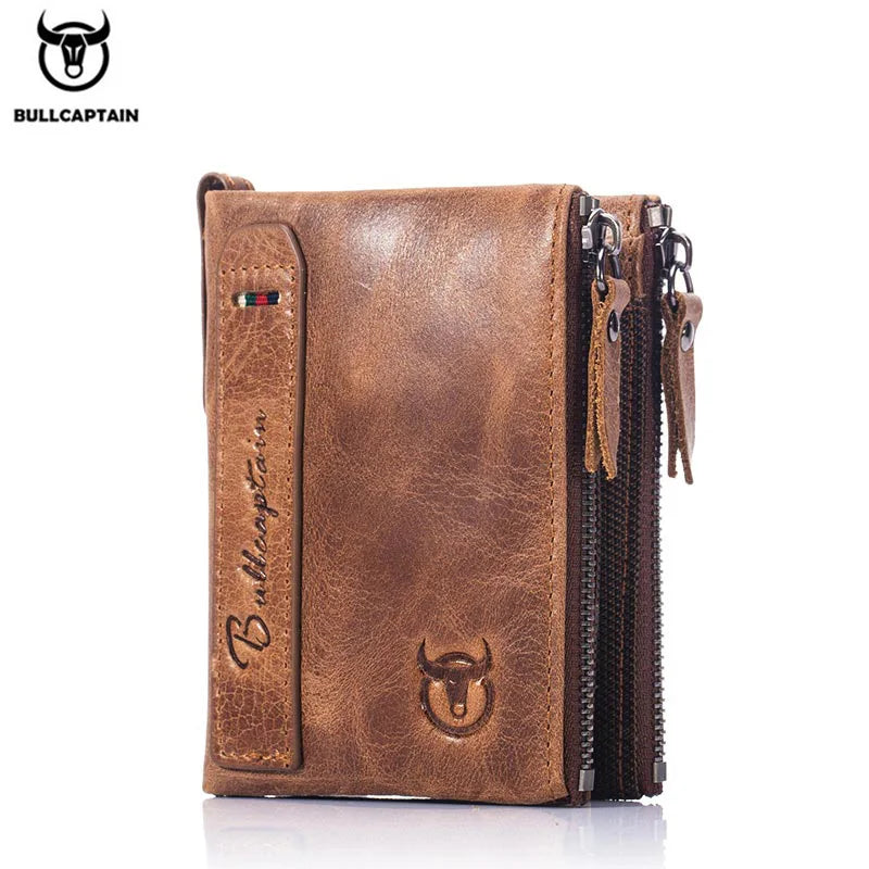 Retro Leather Men's Wallet Leather Zipper Buckle Short Money Wallet