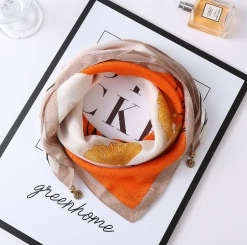 Luxury Magnetic Buckle Striped Silk Scarf