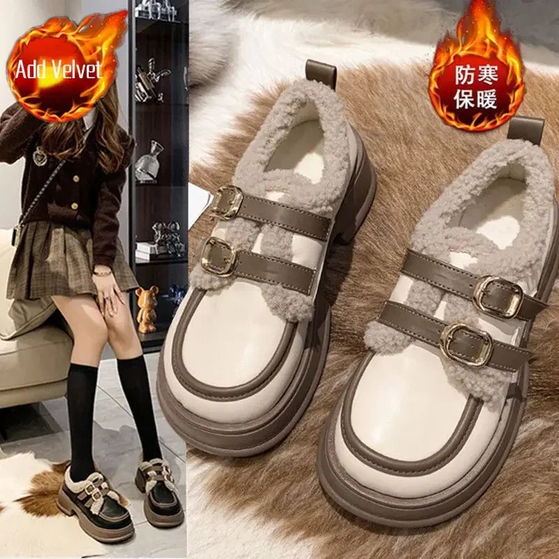 Woman Shoes Platform Chunky Round Toe Snow Loafers Boots