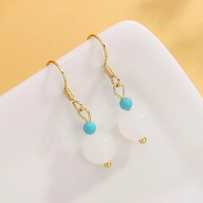 925 Sterling Silver Jade Drop Earring for Women