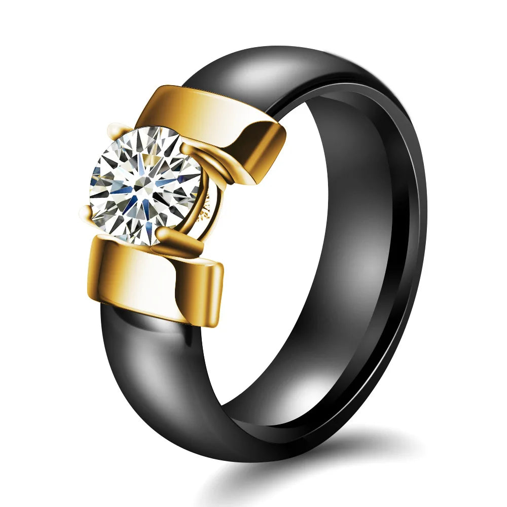 Luxury Zircon Ceramic Ring For Women