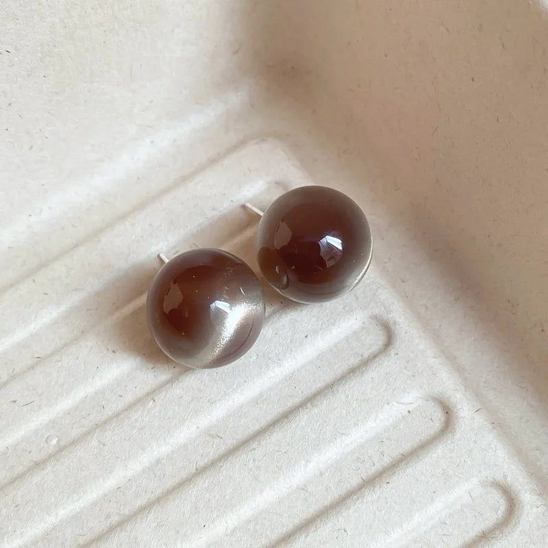 Smooth Leopard Round Bead Earrings for Women