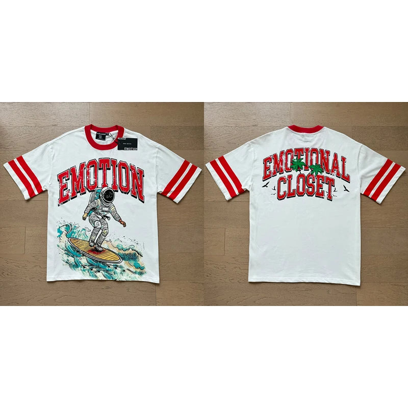 High Street Fashion Angel Print Hot Drill Streetwear MIXED EMOTION T-shirt