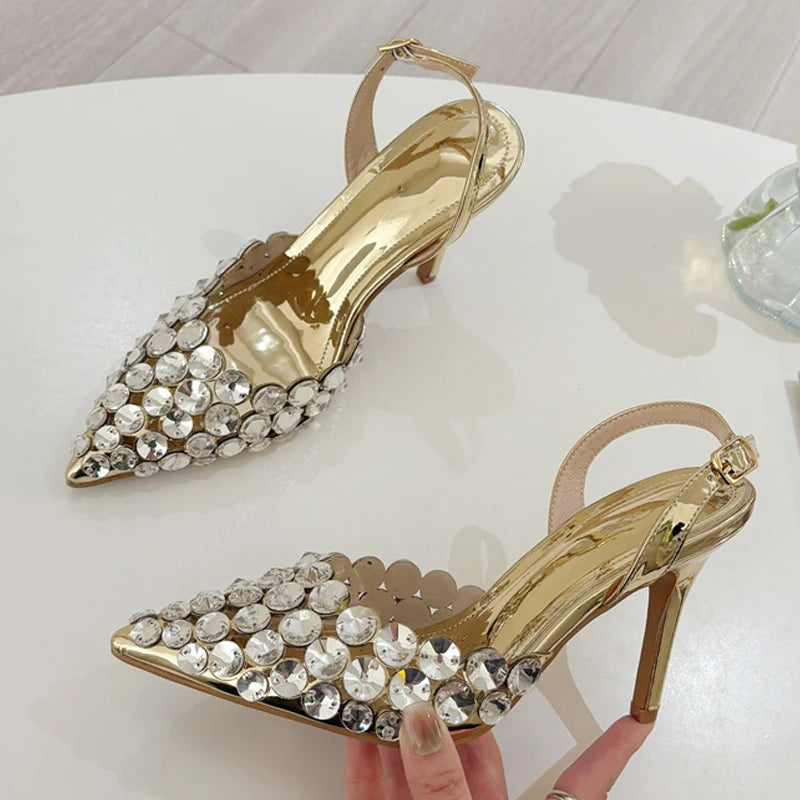 Elegant Pointed Toe Slingback Stiletto Sandals High Heels Pumps