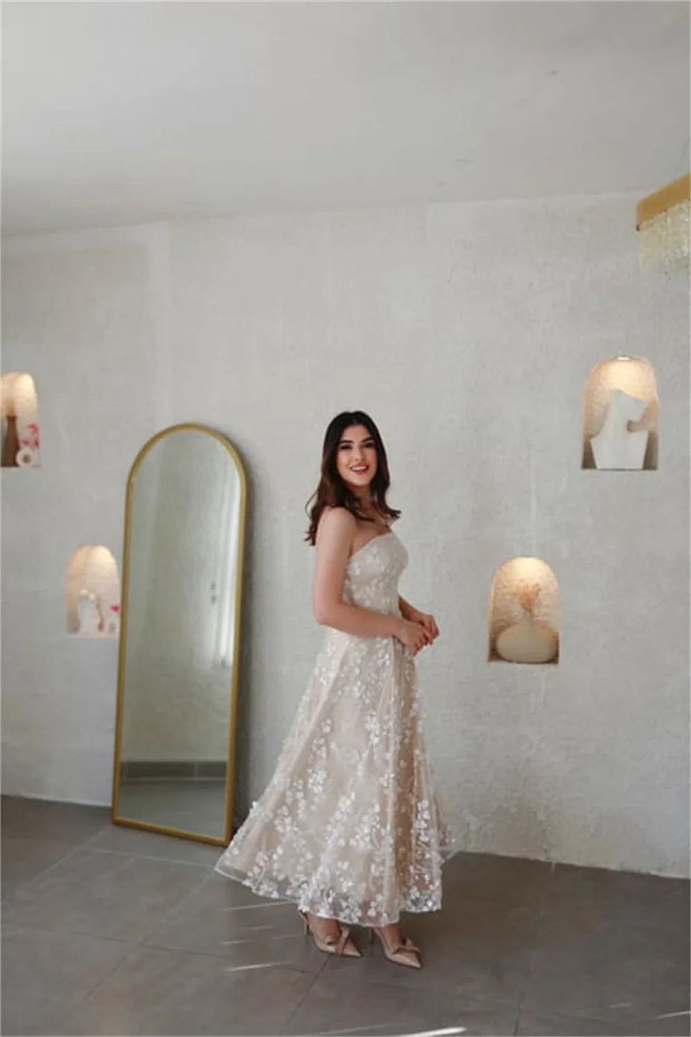 Bella Champagn Tulle Evening dresses