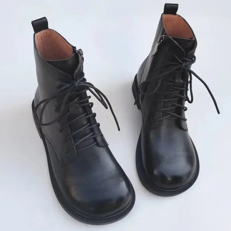 Носом Natural Skin Retro Big Shoes Wide Toe Boots