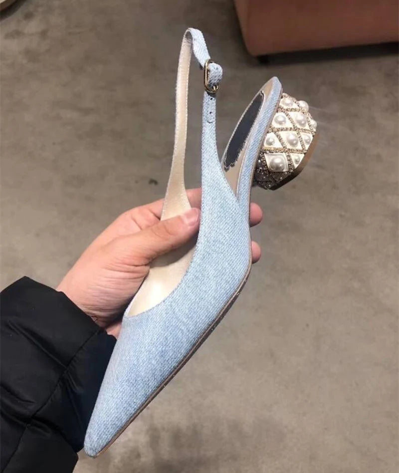 Women's Summer New Thick Heel Pointed Head Bag Head Sandals