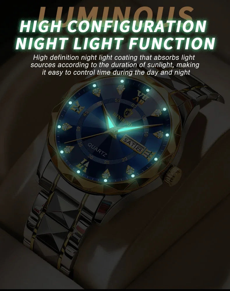 Men's Watch Waterproof Night Glow Double Calendar Watch