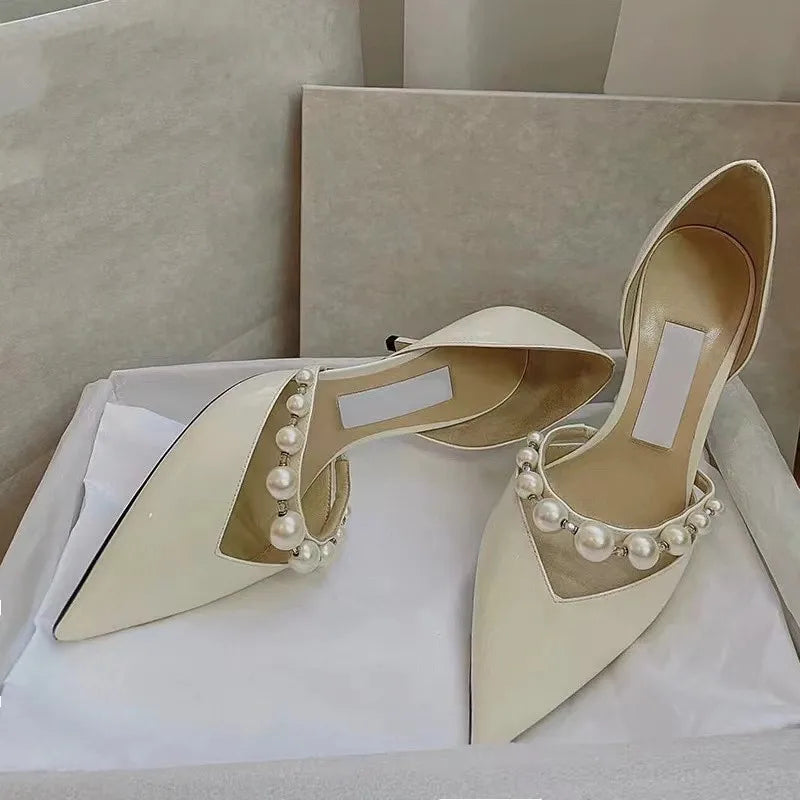 Star style Luxury Pearls Rhinestones  and Patent Leather Women Pumps