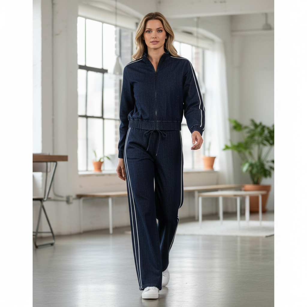 Women High Street Denim Set Side