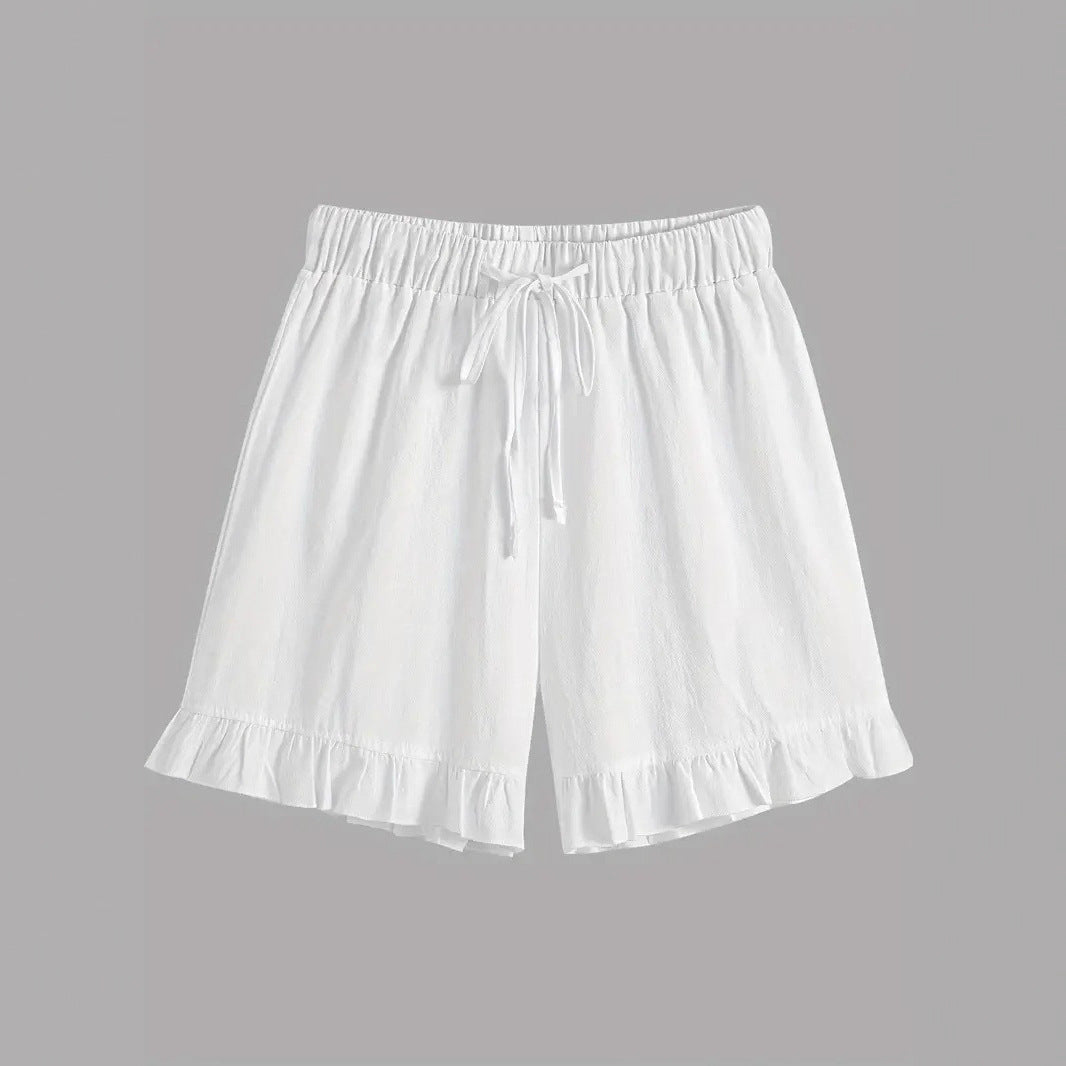 Elegant Lace Shirt Sleeveless Floating Pants