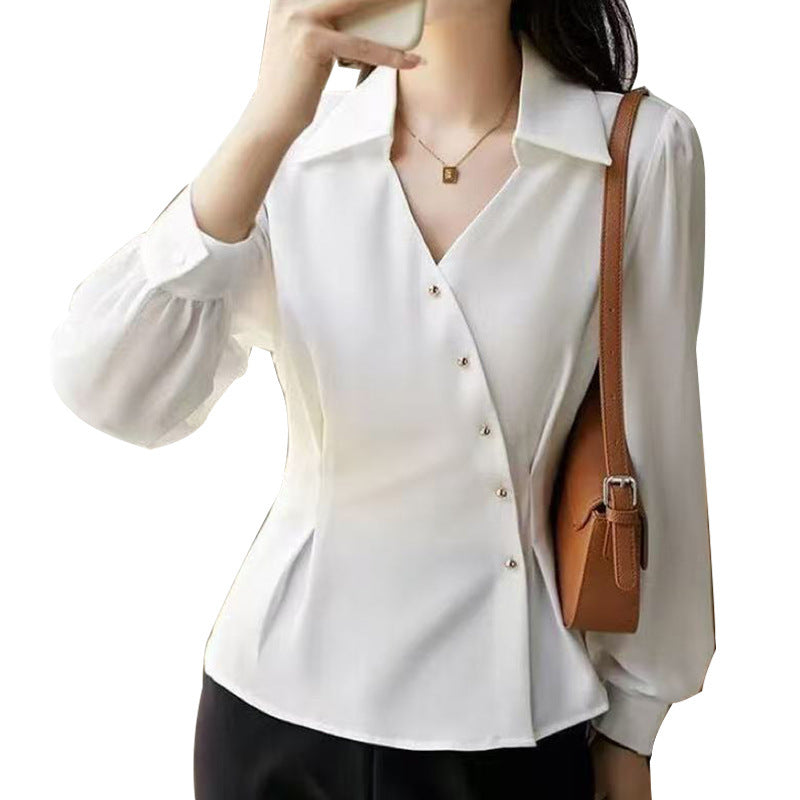 Autumn Solid Color Cardigan Shirt Women