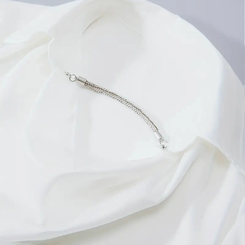 Women's Elegant Long Sleeve Blouse - Solid Color Lapel Top With Ruched Chest Detail Office & Casual Wear For Spring Fall