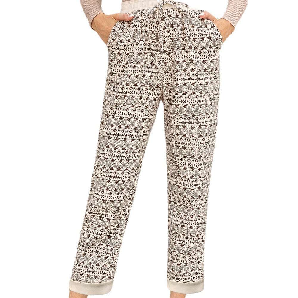 Ladies Print Lace Casual Pants Loose Pants Women