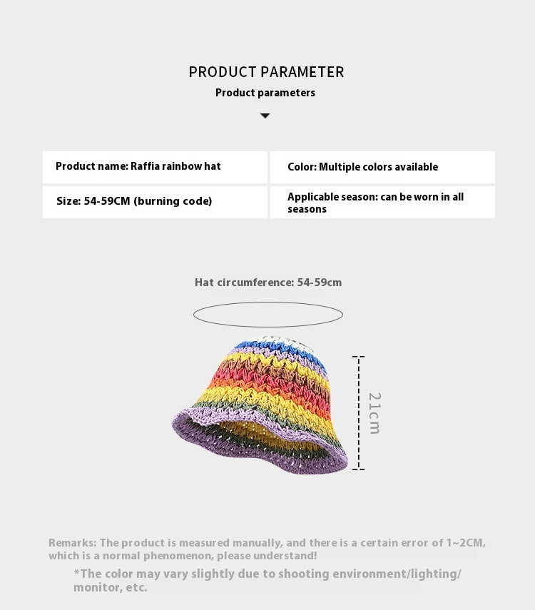 Rainbow Straw Bucket Hat Bucket Hat