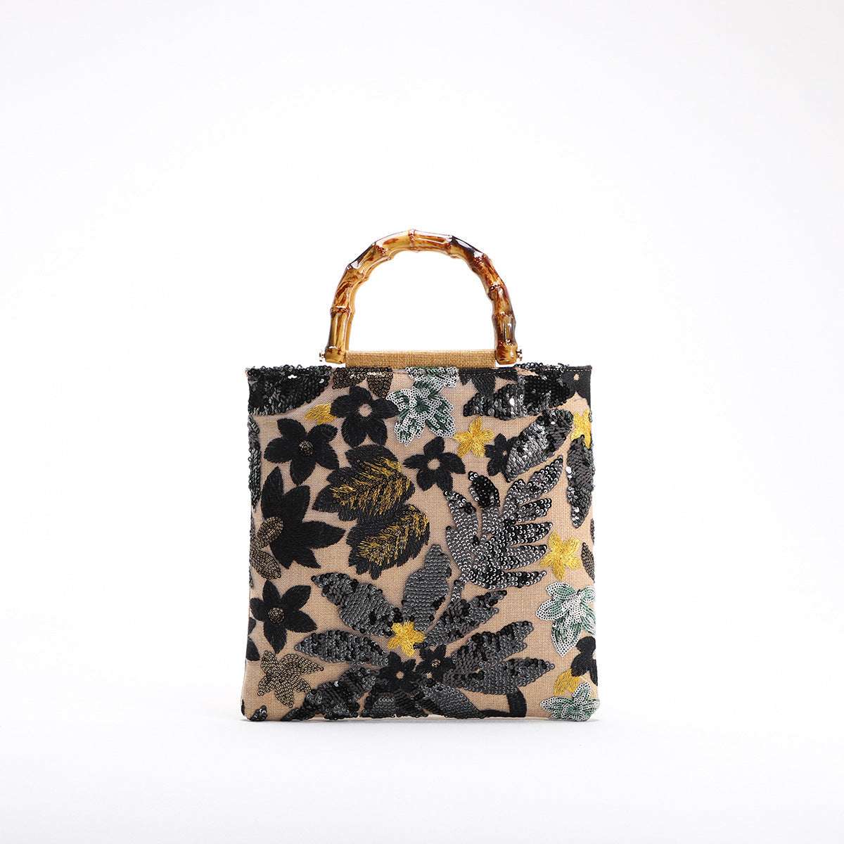 Vintage Embroidered Bamboo Handbag