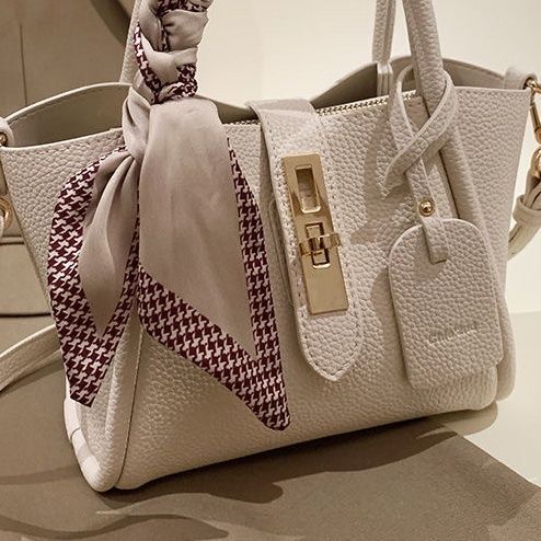 Litchi Pattern Soft Leather Portable Tote Bag