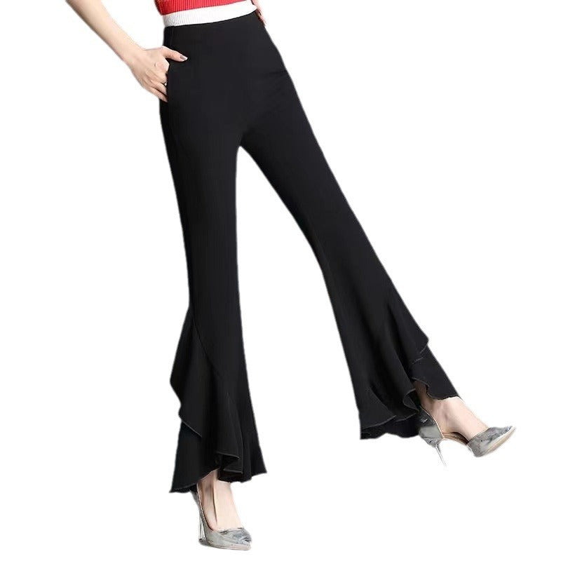 Spring And Summer New High Waist Black Bell-bottoms