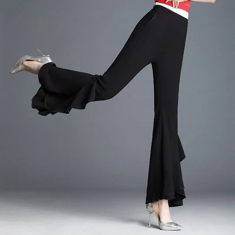 Spring And Summer New High Waist Black Bell-bottoms