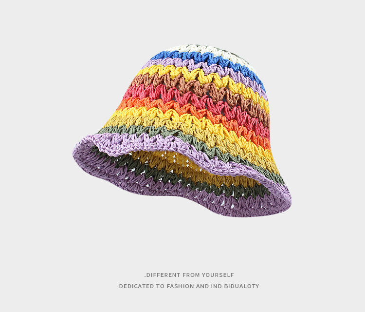 Rainbow Straw Bucket Hat Bucket Hat